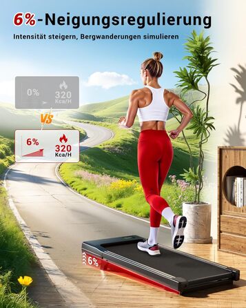 Walking Pad Superun з нахилом 6% – біговий доріжка для дому, максимальна швидкість 12 км/год, з додатком та пультом дистанційного керування. Робочий стіл, максимальне навантаження 136 кг, 90 см, колір Чорний.