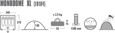Купол намет High Peak Monodome XL, 4 особи, намет-іглу, для кемпінгу та фестивалів, з тент-ящиком, блакитний/сірий