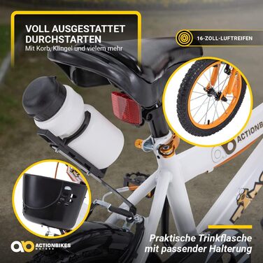 Дитячий велосипед Actionbikes Timson 16 дюймів, V-Brake, з крилами, для хлопчиків і дівчаток, від 2 до 9 років