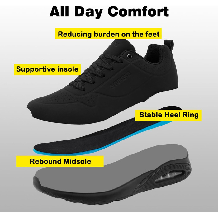 Кросівки для чоловіків Situkeke: бігові, для занять спортом, тренувань, прогулянок, фітнесу, тенісу, чорні, 45 EU
