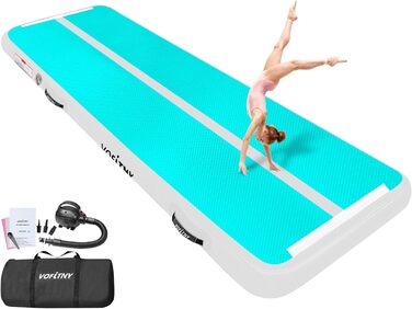 Надувна гімнастична килимок VOFiTNY товщиною 10/20 см для дому, парку, води. Рожевий/зелений.