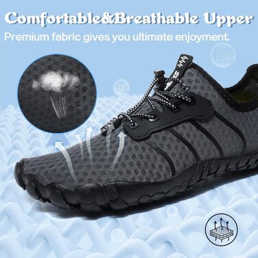 Чоловічі та жіночі аквашузи для плавання та серфінгу. Швидковисихаючі, підошва не слизька. Розмір 46 EU, сірий колір (6906)