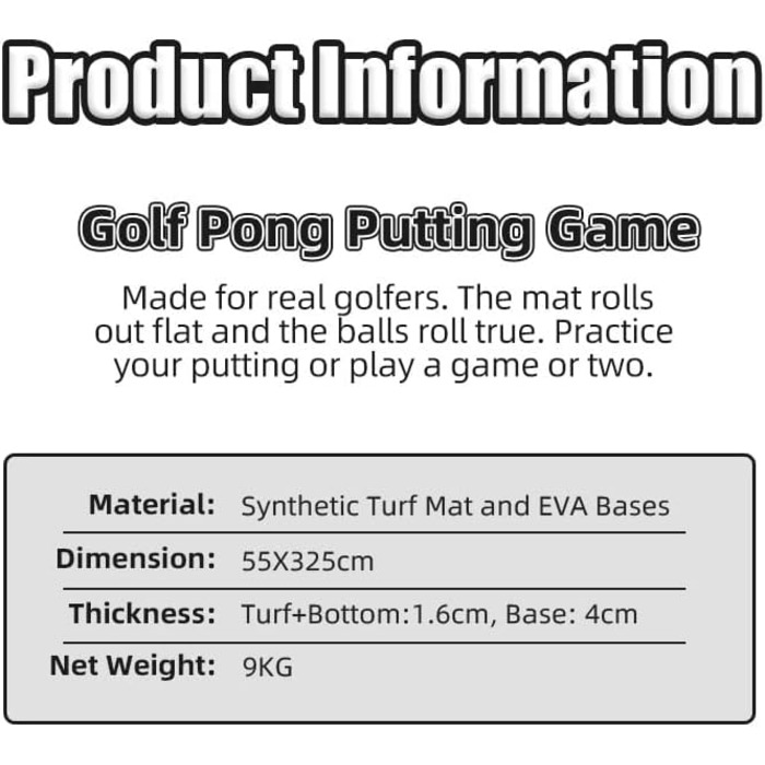 Набір для гольфу PuttPutt Clash Premium: гра Pong з килимком, 2 регульовані патери, 2 м'ячі, 2 основи, 12 накладок, сумка для перенесення – для вечірок та двору