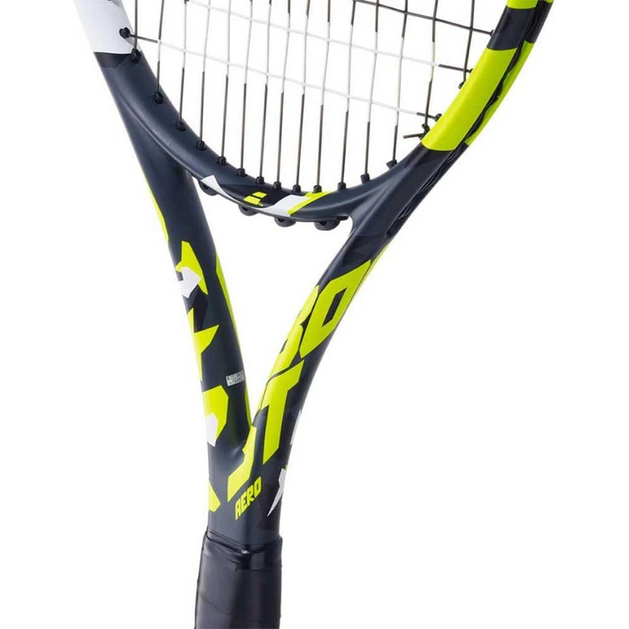 Тенісна ракетка Babolat Evo Aero для дорослих - сила та комфорт. Аеродинамічний фрейм Alpha Spin з технологіями Evo 4 Feel & Woofer. Ручка Syntec Evo Grip 1-3 сіра/жовта