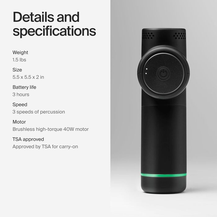 Масажний пістолет Hypervolt Go 2 з технологією Quiet-Glide, ручний, чорний