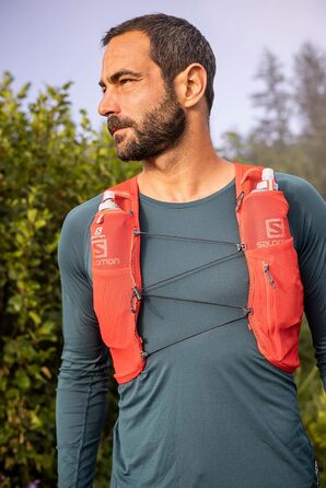 Гідраційний жилет SALOMON ADV Hydra Vest 8 для бігу та хайкінгу, унісекс, комфорт та стабільність, швидкий доступ до води, червоний, розмір L
