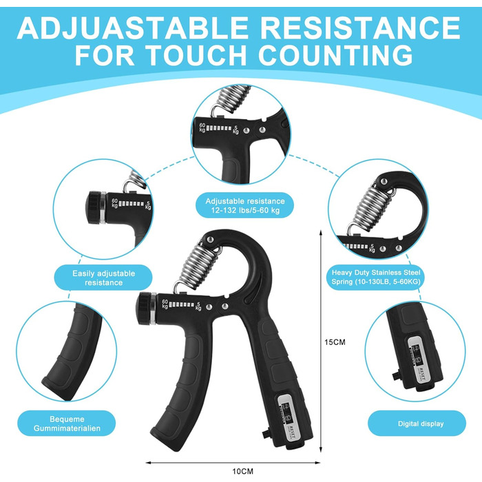 Набір для тренування кисті та пальців, регульоване навантаження 5-60 кг, для спортсменів та відновлення