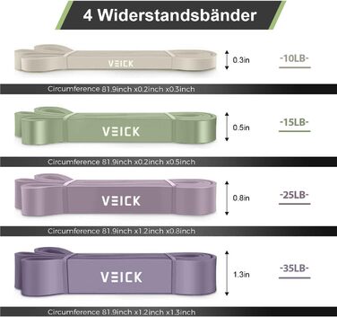 Набір еластичних стрічок VEICK для фітнесу та калістеніки (фітнес-стрічки, стрічки для фітнесу, Pilates)