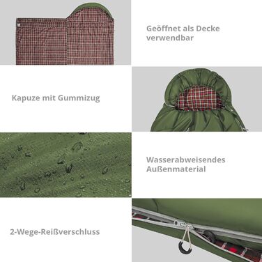 Сплячий мішок KingCamp Freespace 250 Winter -8°C, широкий, з бавовни, оливковий