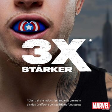 Захист для зубів Marvel Sport для дорослих та дітей. Захист ротової порожнини для контактних видів спорту: регбі, ММА, бойові мистецтва, кікбоксинг, дзюдо, хокей, бокс (молодь до 11 років), Captain America