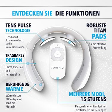 FORTHiQ Масажер для шиї з підігрівом, електричний масажер для шиї, 15 рівнів, портативний, 2025 Edition