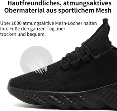 Чоловічі спортивні кросівки для бігу, тенісу, джогінгу та ходьби. Легкі, дихаючі, чорні, розмір 45 EU