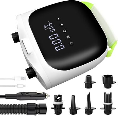 Електрична повітряна помпа SUP з акумулятором 4000mAh, 20PSI, для SUP-дошок, каяків, надувних матраців, наметів, драконів. Автоматичне вимкнення, перезаряджається.