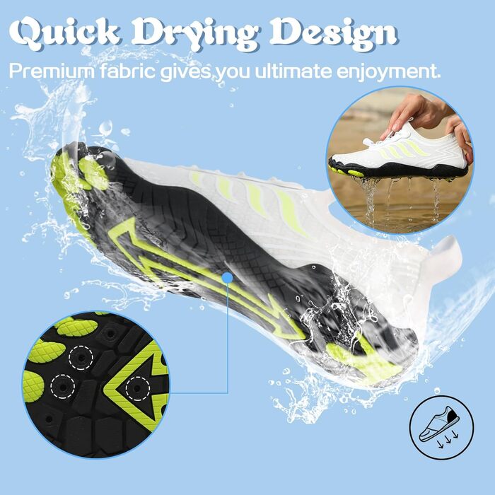 Чоловічі та жіночі аквашузи для плавання та серфінгу, швидко сохнуть, розмір 40 EU, білі