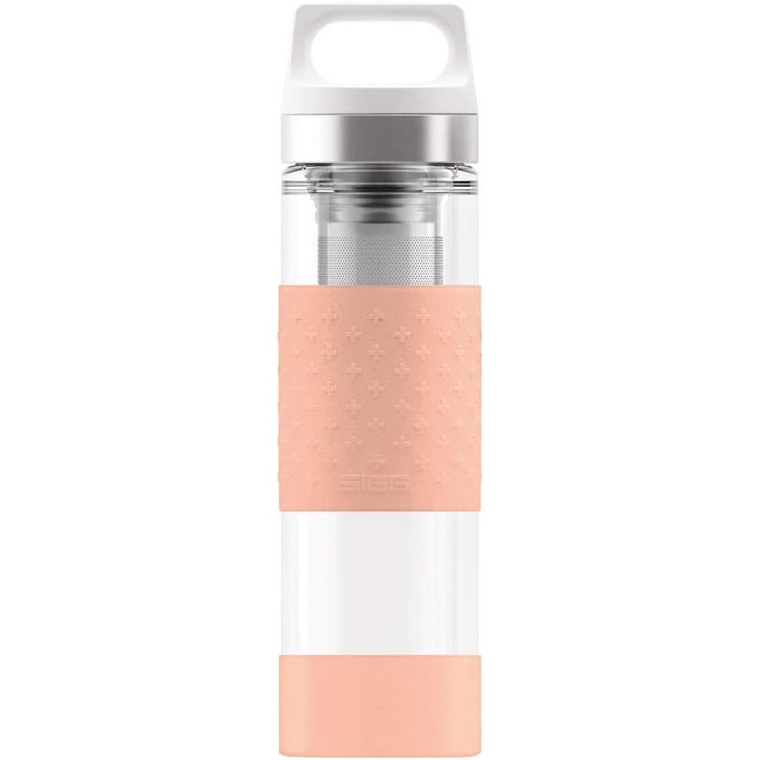 Термос-пляшка скляна SIGG Hot & Cold 0.4 л, ізольована, безпечна, з силіконовим чохлом Shy Pink
