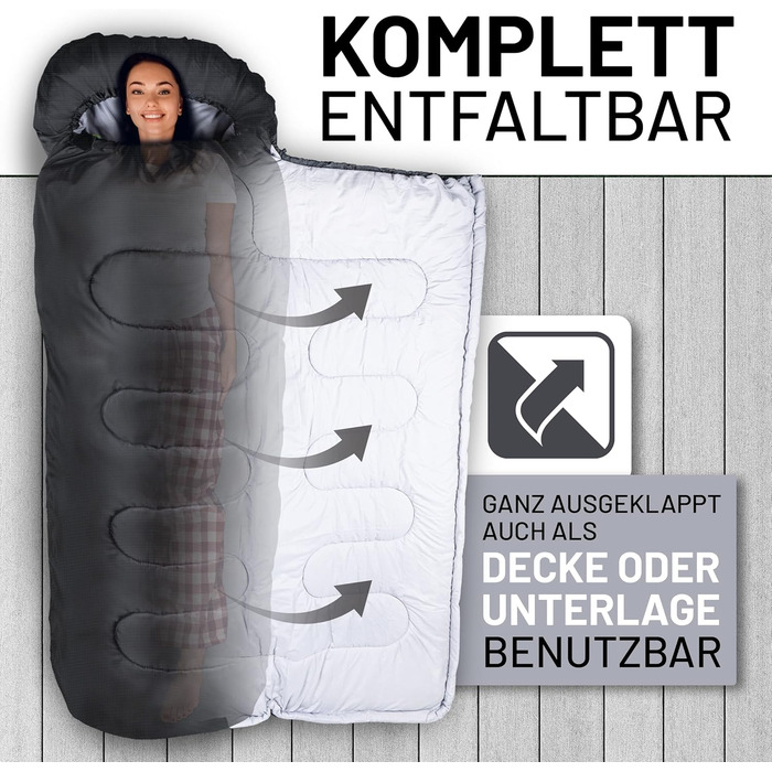 Сплячий мішок 3-4 сезони (360GSM / 2кг), водовідштовхуючий, придатний для прання, ковдровий спальний мішок для відпочинку на природі та вдома, кемпінгу, подорожей, трекінгу - ідеальний компаньйон для активного відпочинку