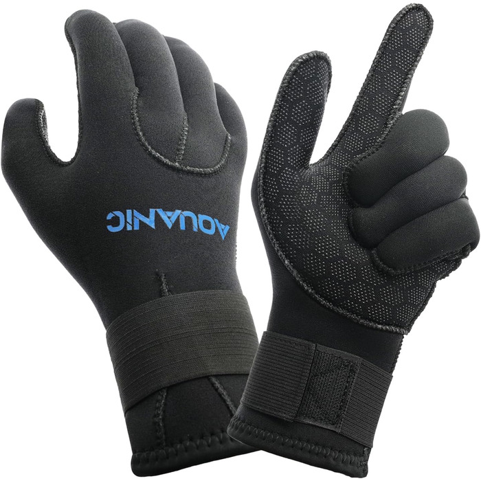 Нейтрик Неопренові рукавички для дайвінгу 3мм, чорні. Рукавички для дайвінгу та снорклінгу для чоловіків та жінок. Захист від холоду, антиковзаюча поверхня, регульований манжет.