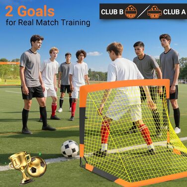 Ворота для футболу Dimples Excel Pop-Up - розкладні для дітей | 1 або 2 шт. в розмірах 120x90 / 152x110 / 213x152 см | 3 кольори на вибір | З м'ячем, насосом, конусами та мішенню (опціонально) | Для саду та подарунка