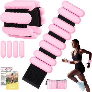 Важільчики для зап'ястя та щиколоток RYACO, 2 шт. (2x0,5KG), регульовані манжети, для рук, ніг та плечей, для ходьби, бігу, йоги, пілатесу, аеробіки, рожеві