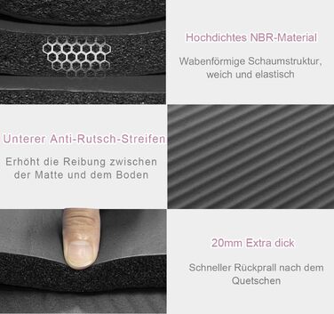 Йога мат XXL 200x130см: фітнес мат для йоги, фітнесу, занять з дітьми та для людей похилого віку. Товщина 20/15/10 мм, матеріал NBR, зелений/чорний колір