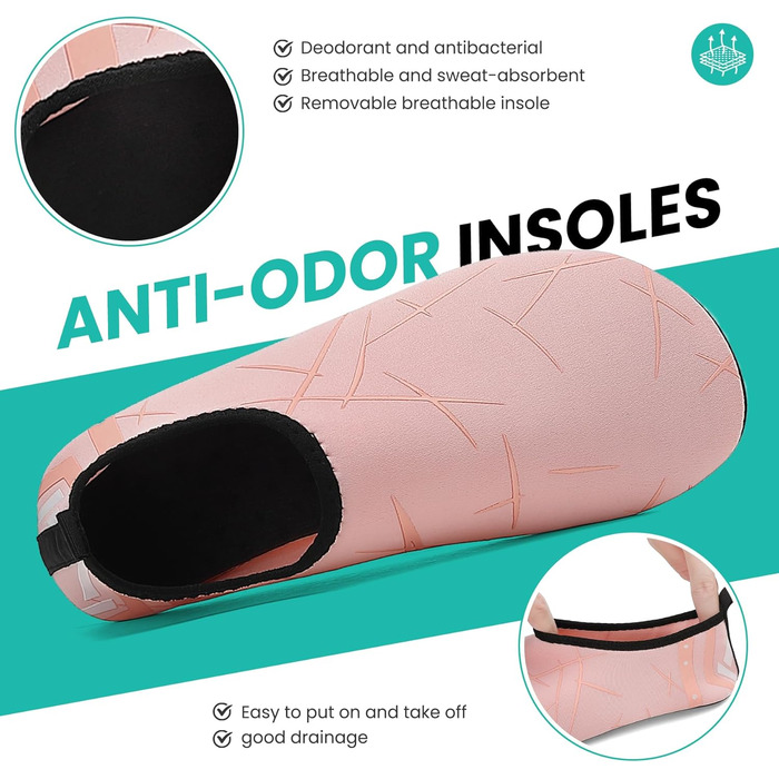 Чоботи для плавання чоловічі та жіночі: легкі, швидковисихаючі, антиковзкі аквашузи для пляжу, басейну, серфінгу (42 EU, 857 Рожевий)