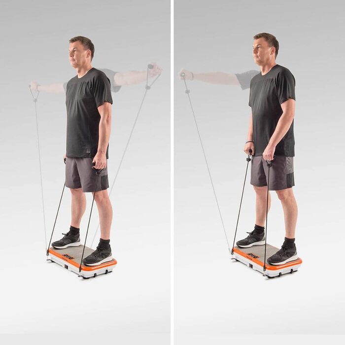 Вібраційна платформа Mediashop Vibro Shaper для фітнесу, м'язів і тренування всіх груп, осциляційна технологія, з фітнес-стрічками, помаранчева