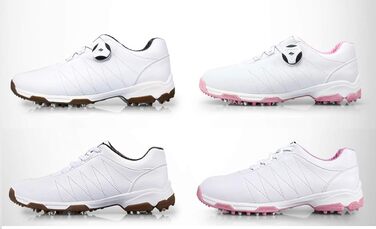 Жіночі гольф-туфлі PGM з шипами, водонепроникні, білі з рожевою вставкою (35 EU)