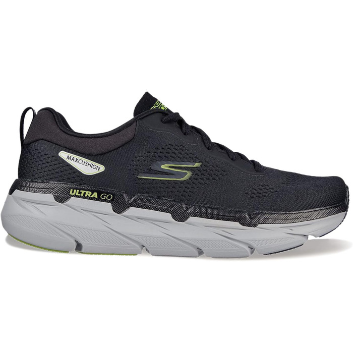 Чоловічі кросівки для бігу Skechers Max Cushioning Delta, чорний та лаймовий, розмір 45 EU, тканина