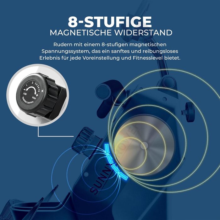 Магнітний тренажер для дому Sunny Health & Fitness SF-RW521020: компактний, складаний, тихий, з підключенням до SunnyFit App