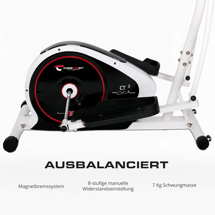 Ергометр Christopeit Crosstrainer CT 4 – 2-в-1 тренажер для ходьби та бігу з магнітною системою опору 7 кг, 8 рівнів навантаження, LCD-дисплей, датчики пульсу та підставка для планшета – для щадного впливу на суглоби (з килимком)