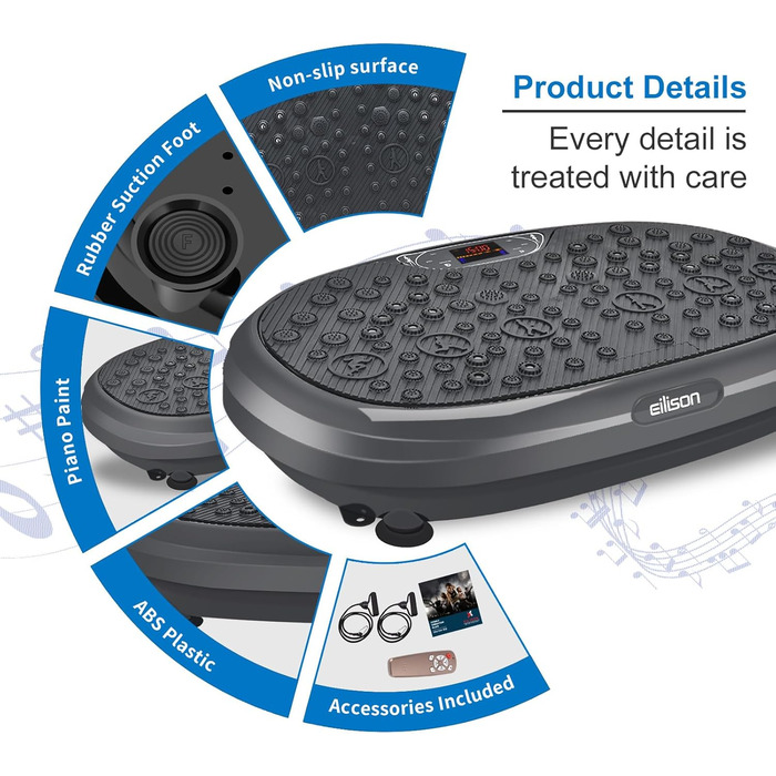 Вібраційна платформа EILISON FitMax 3D XL для тренувань всього тіла, фітнес-машина для схуднення, лімфодренажу, відновлення, з еспандерами, для дому
