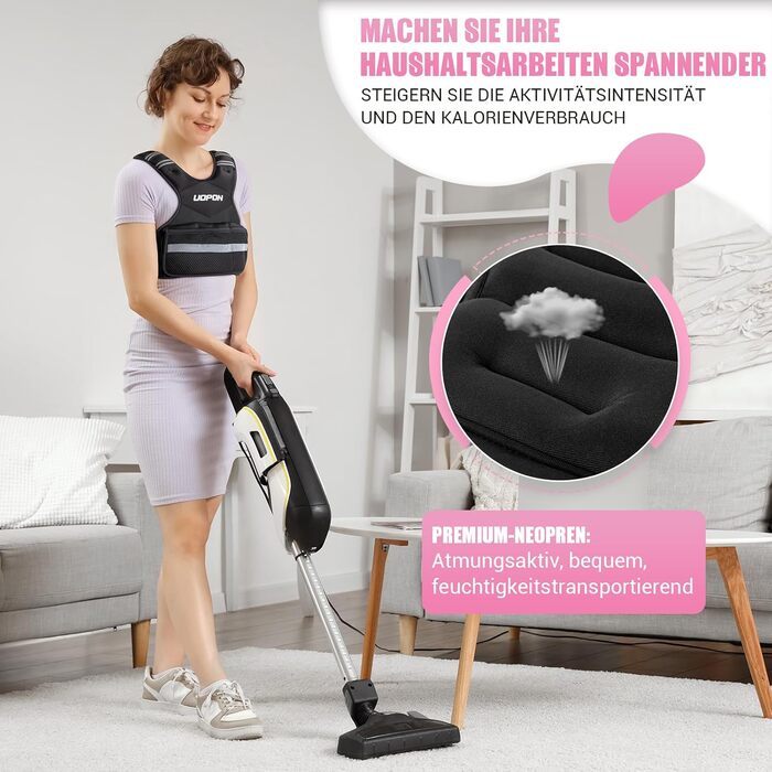 Вага для тренувань з регульованою вагою для жінок, 2.72–5.44 кг, вага з 6 знімними вагами по 0.45 кг, регульований розмір, з кишенями, чорно-сіра