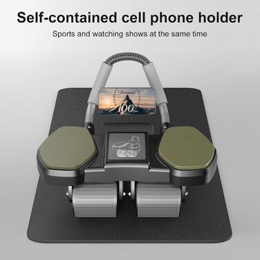 Ролер для пресу, тренажер для дому, 4-колісний, стабільний, для зміцнення м'язів живота та корпусу, довговічний, легкий, для чоловіків та жінок, фітнес для дому (блакитний)