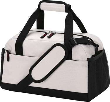 Спортивна сумка маленька з відділенням для мокрого, 35×20×20 см, ручна поклажа, міні-дуфіль, з кількома відділеннями для спорту, відпочинку, коротких подорожей (бежева)