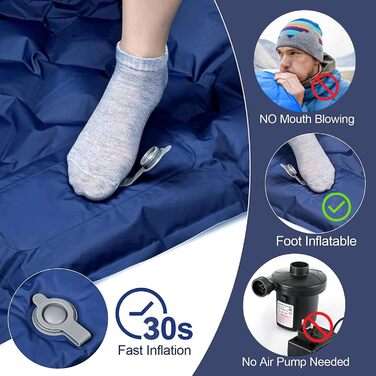 Надувна ізольована матрац Zodight Isomatte Outdoor для кемпінгу та відпочинку на природі, 200 см, блакитний