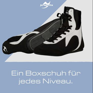 Боксерські черевики Ju-Sports C25 для чоловіків та жінок - легкі боксерські черевики з неслизькою гумовою підошвою, чорно-білі, 42 EU