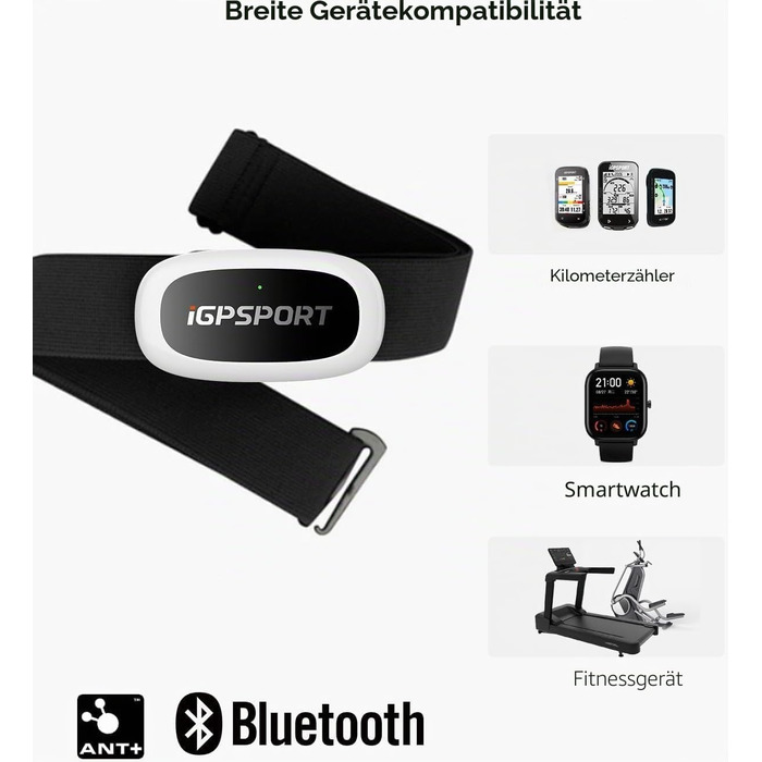 Пульсометр iGPSPORT HR40 Bluetooth ANT+ з нагрудним датчиком для бігу, велоспорту, фітнесу, сумісний з Garmin, Polar, Wahoo (Чорний)
