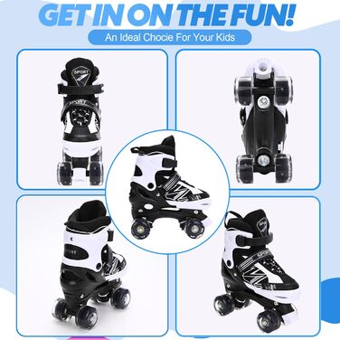 Роликові ковзани для дітей LOKJIJI: регульовані, фіолетові та білі, для початківців