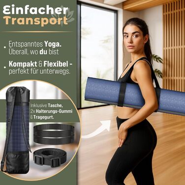 RE:SPORT Килимок для йоги та фітнесу, 183x61x0.6 см, сірий/темно-синій, без фталатів