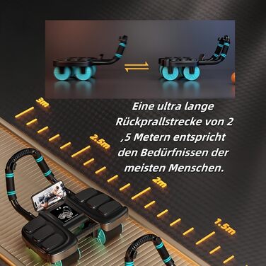 Ролер для пресу з 4 колесами та підтримкою ліктів, автоматичний відскок, тренажер для пресу, ролер для тренування м'язів живота для дому, синього кольору
