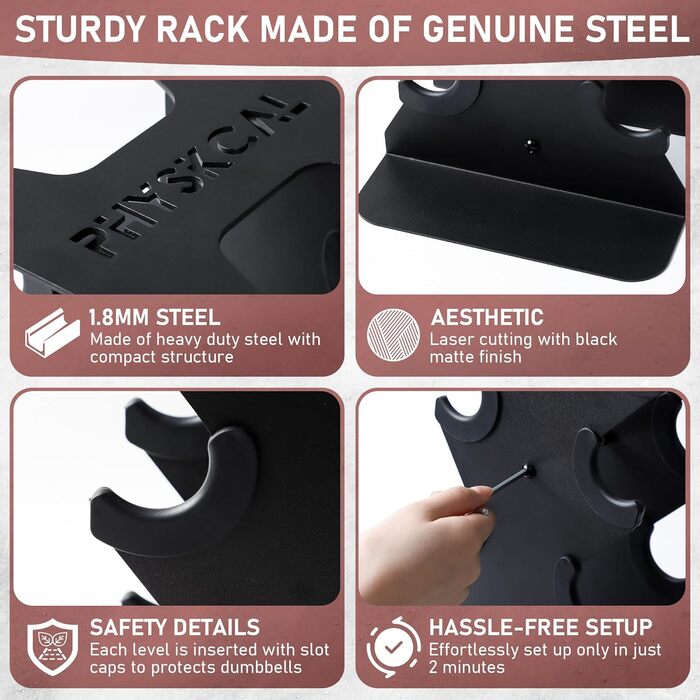 Набір гантелей Kurzhandel-Set 30 кг з підставкою для дому та фітнес-залу | Küstenbrise (повний чорний)