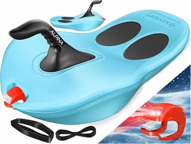 Кесер® Бобслей Alpina з LED-підсвічуванням, мотузкою, для дітей та дорослих, пластиковий санний, зимовий спорт