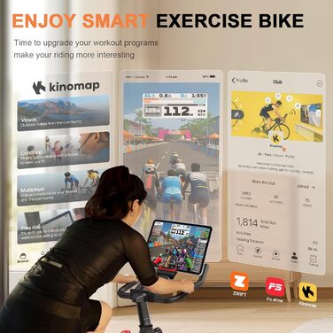 Кітопа: Велотренажер для дому зі Smart Bluetooth та LCD-дисплеєм, тихий велоергометр з регулюванням опору для кардіотренувань, максимальне навантаження 150 кг, магнітний