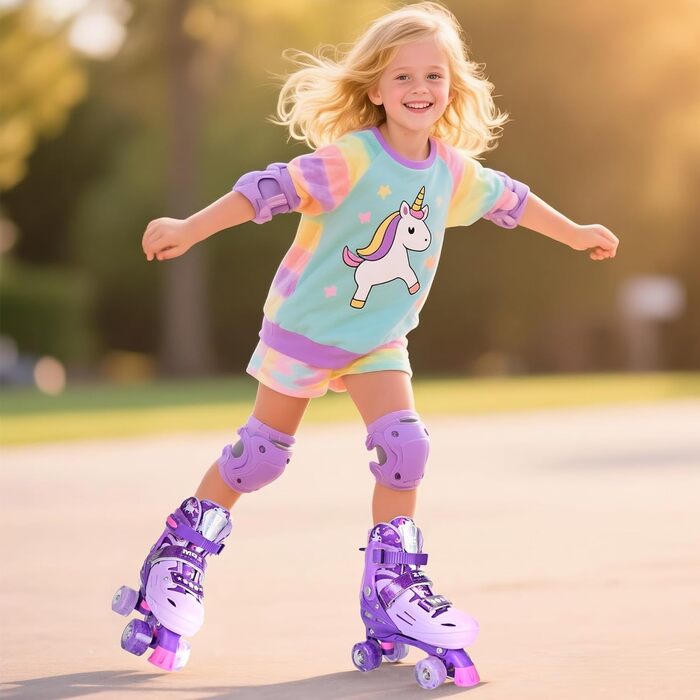 Ролики для дітей 2PM SPORTS - регульовані, рожево-блакитні, для дівчаток-початківців, для катання в приміщенні та на вулиці, розмір M (32-36 EU)