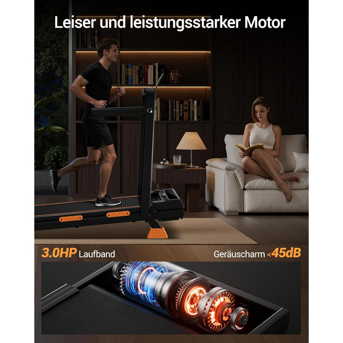 Бігова доріжка Walking Pad Lontek зі схилом 16%, 10 км/год для дому та офісу, LED дисплей, пульт ДУ, потужність 3.0 к.с., макс. навантаження 136 кг, чорна