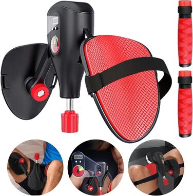 Тренування стегон та тазового дна: тренажер для дому з регульованими ременями та ручками (чорний + червоний)