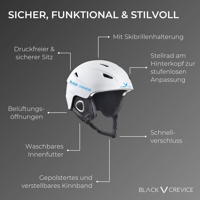 Лижний шолом Black Crevice Kitzbühel, регульований, чорний/синій, полікарбонат, унісекс, вентиляція, XL