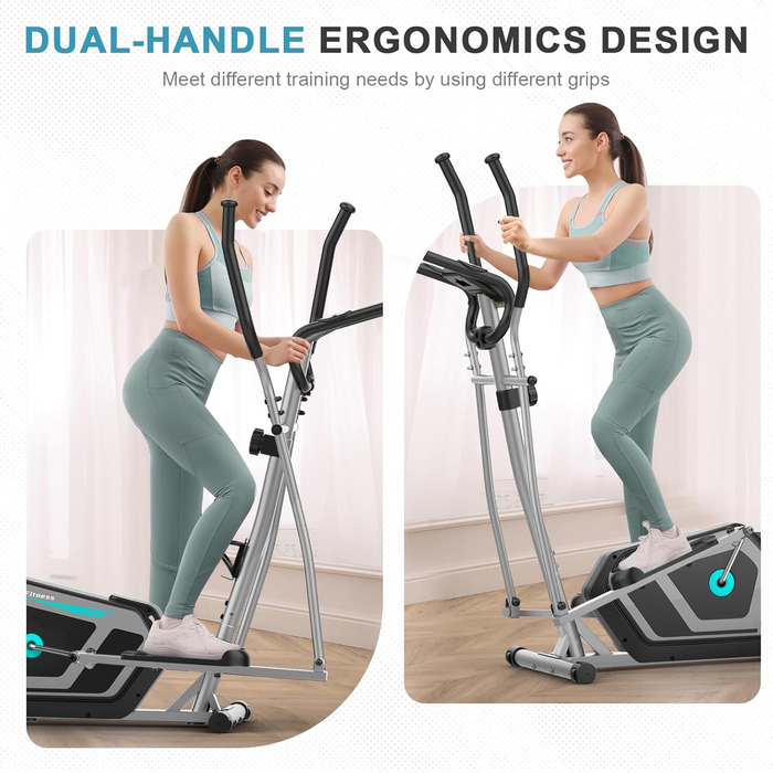 Еліптичний тренажер Crosstrainer 3-в-1 з LCD-монітором та регулюванням навантаження до 287 кг (Срібний)