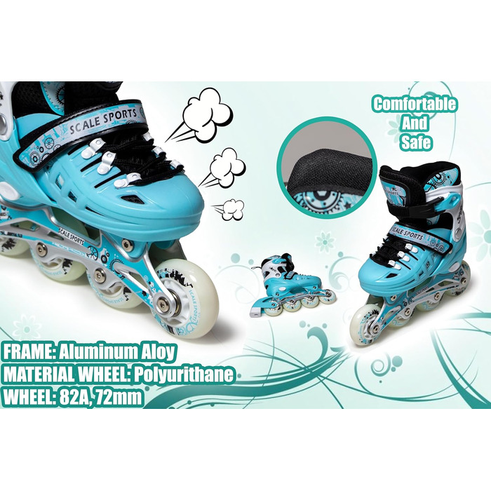 Дитячі ролики-коліщатка з підсвічуванням, чорно-білі (М'ятний, L)