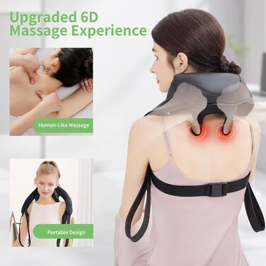Масажер для шиї та спини з підігрівом Wiederaufladbares Nackenmassagegerät 2600 mAh, 4D масаж, Шиацу для ніг та тіла, зняття болю